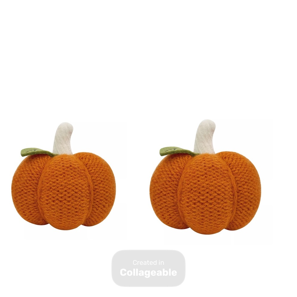 Fall Crochet Pumpkin Set of 2 Table Top Decor NWT